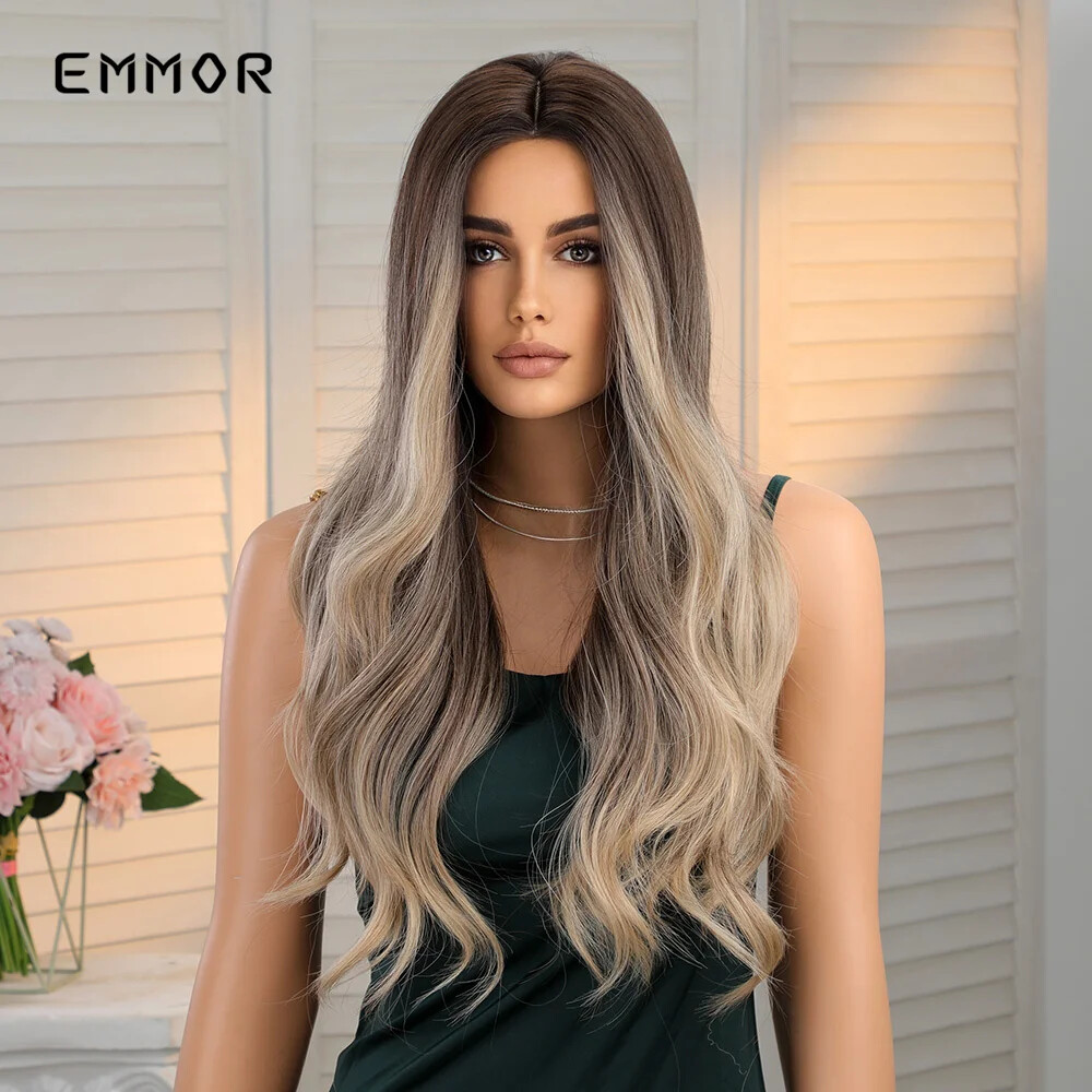 Ombre Brown Blonde Wavy Wig Cosplay Natural Synthetic Wig  display picture 3