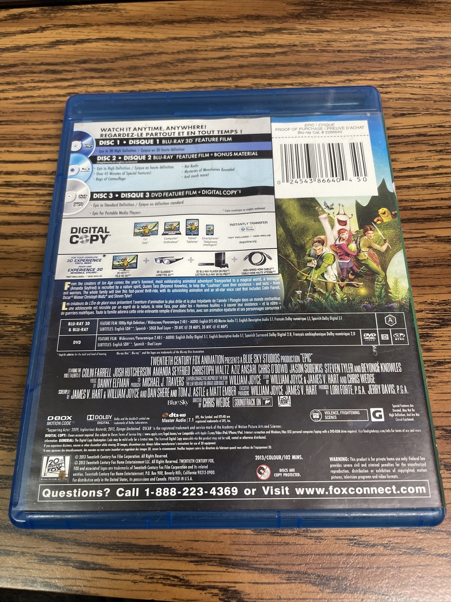 Epic (Blu-ray Disc, 2013, 3-Disc Set, Canadian 3D) 24543866404 | eBay