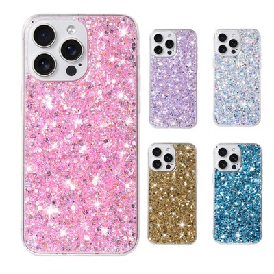 Glitter Soft TPU Phone Case For iPhone 15 Pro Max 14 13 12 11 XR 7 Tempered film