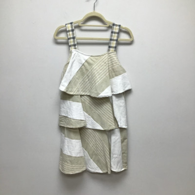 Ace & Jig Womens Shift Dress Beige White Color Block Stripe Layered S New