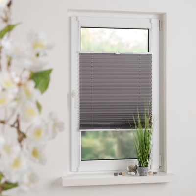 Klemmfix Plissee O-Easyfix-Thermo-Plissee grau verspannt 130 cm Energieeffizient