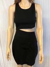 Junior's NWT IN*AWE Ponte-Knit Cutout Bod Deep Black Dress