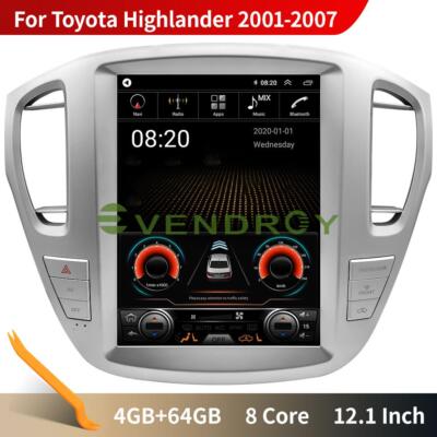 12.1''For Toyota Highlander 4+64G 2001-07 Car GPS player Navigation Stereo Radio