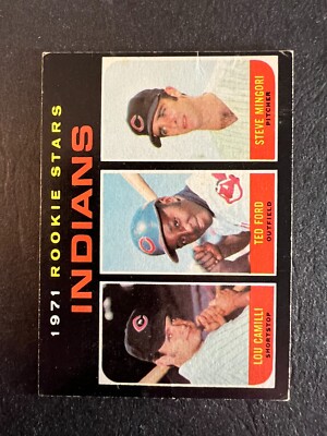 1971 Topps Indians Rookie Stars #612, creased, Camilli Ford Mingori