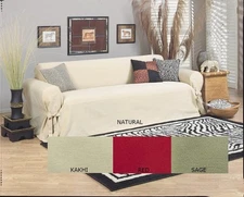100% Cotton Roundarm Twill one-piece LOVESEAT Slip cover IN FOUR COLORS NEW