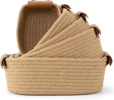 5Pcs Jute Rope Storage Baskets Woven Shelves Organizing Bins Nursery Decor