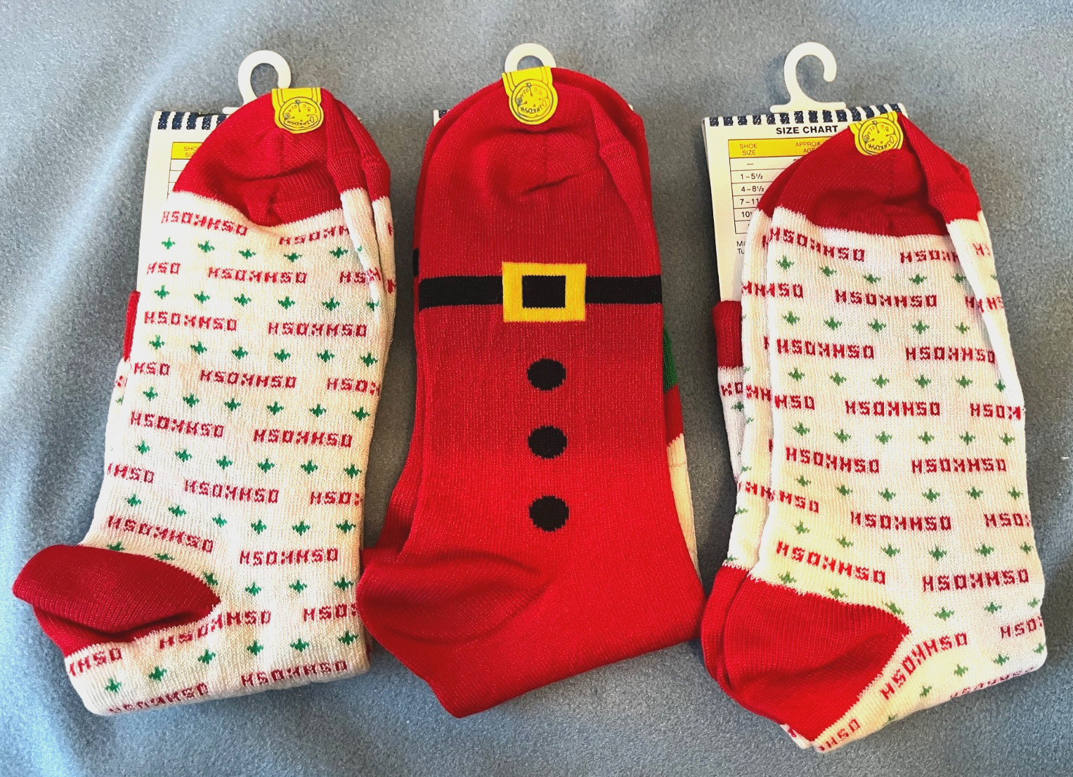 3 Vintage, NEW, Oshkosh B'gosh Christmas socks for 7 yrs + Up,  Sz. 9-11  Girls?