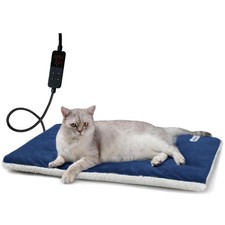 Heated Cat Bed with Removable Cover, 5 Level Timer Temperature, Indoor Warm...