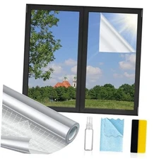 Window Privacy Film One Way, Reflective 29.5 Inch X 13.1 Feet One Way - Silver