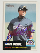 JUAN URIBE Signed 2002 Topps Heritage #199 Colorado Rockies Card Autograph