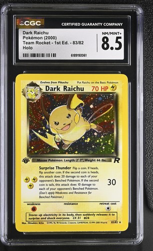 Dark Raichu (1st Edition) graded CGC 8.5 for sale on eBay
