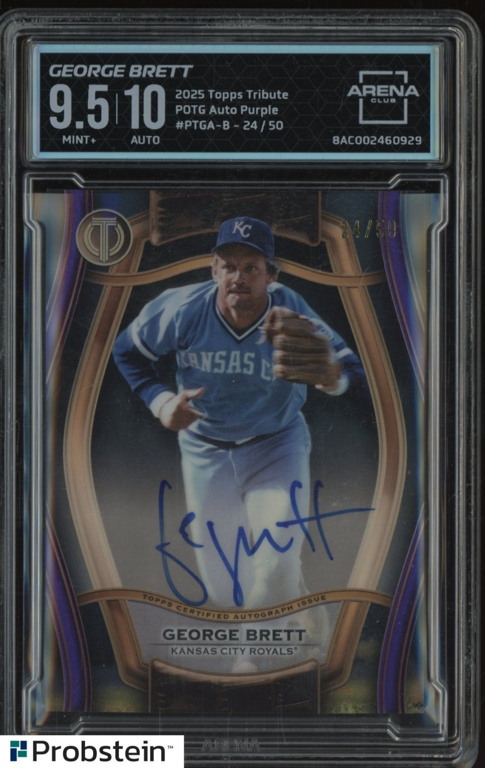 2025 Topps Tribute Purple George Brett Royals HOF 24/50 AC 9.5 w/ 10 AUTO