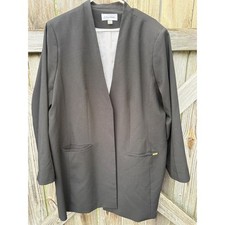 Calvin Klein Womens Black Open Front Longline Blazer Jacket Size 22W CSHTTG293