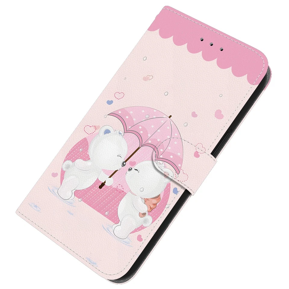 Abatible Lindo Love Bear Cuero Ranura para Tarjetas Billetera Soporte Cubiertas para Varios Estuche de Teléfono Foto 4 de 4