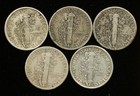 10pc Denver Mint Mercury Dime Lot 1918-1931 Fine-VF 90% Silver (#SLC00436) — photo 4