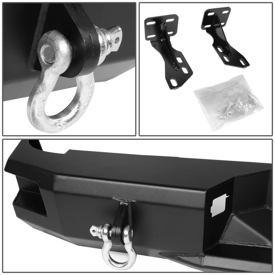 FOR 07-13 TOYOTA TUNDRA HEAVY DUTY STEEL REAR STEP BUMPER FACE BAR W/D-RINGS - Image 4 of 4