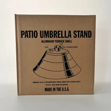 Aluminum Patio Umbrella Stand Terrace Shell Made in USA Sand Gravel Fill NOS