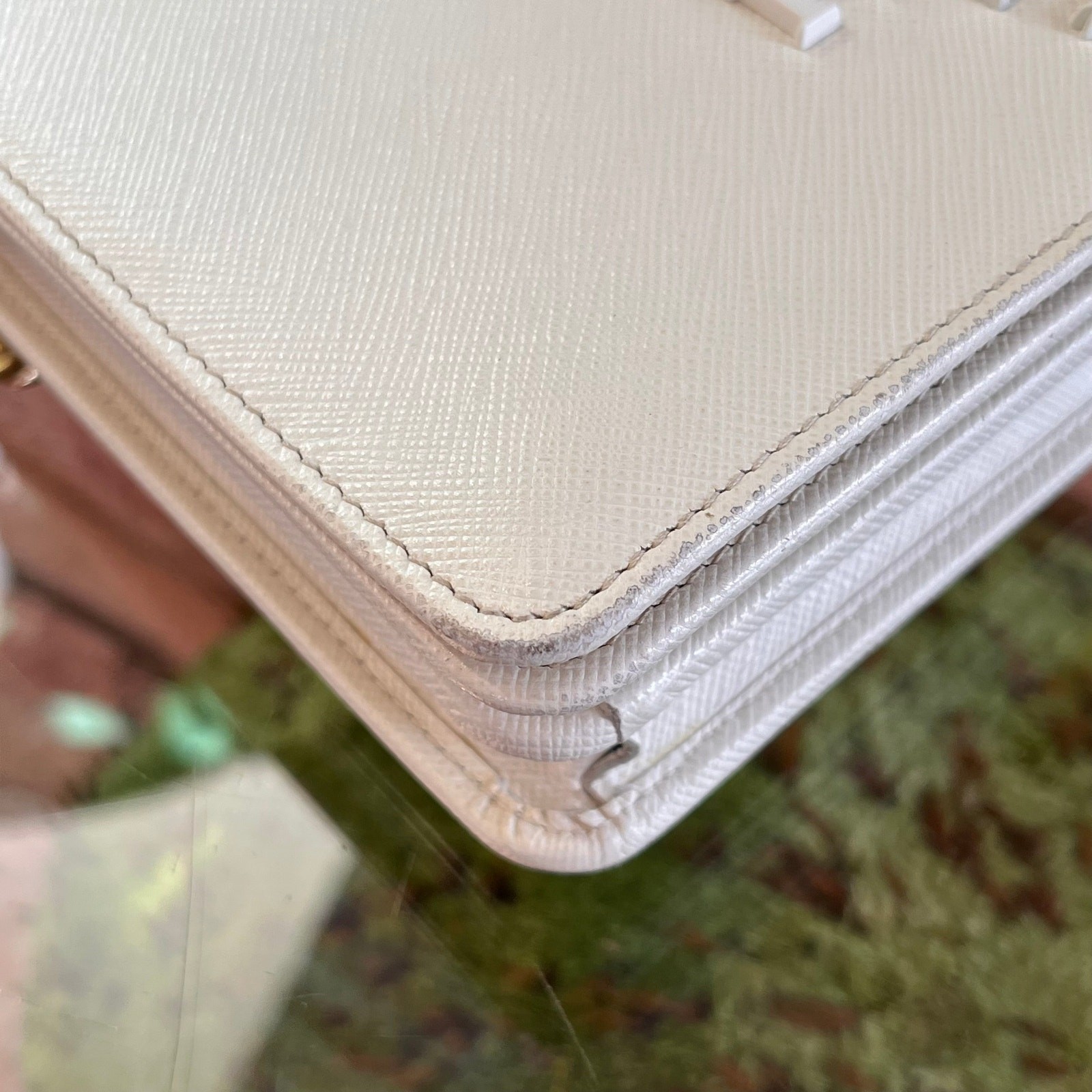 PRADA Talco White Saffiano Lux Leather Crossbody Bag thumbnail 10