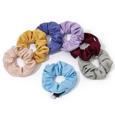 7-Piece Hair Scrunchies with Zipper Pocket for Women Girls, Secret Hidden Com...
