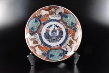 K1153: Japanese Old Imari-ware Colored porcelain Gold paint Horse PLATE/dish