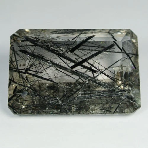 75.86 c HUGE SIZE ULTRA RARE BLACK HAIR RUTILE QUARTZ OCTAGON See Vdo 2883 - Image 3 of 4