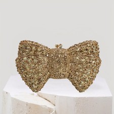 Bow Shaped Rhinestone Evening Clutch with Chain Strap for Weddings  Parties