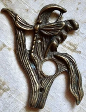 Antique Art Nouveau Brass Dragonfly Plant Doorbell Cover #9364