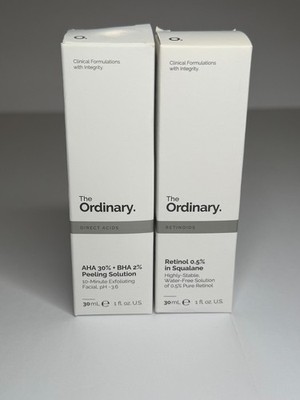 The Ordinary Retinol 1% in Squalane and AHA 30% +BHA 2% Peeling Solution *New*