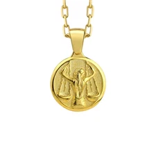 Libra Zodiac Necklace in Gold Plated 925k Silver with Chain for Birthday Gift