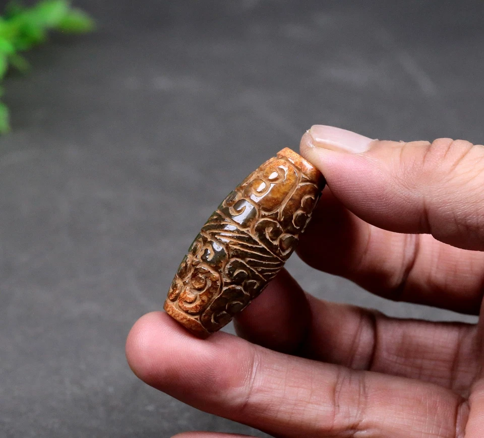 Cuentas antiguas de talismán de jade hetiano tibetano del Himalaya Foto 2 de 4