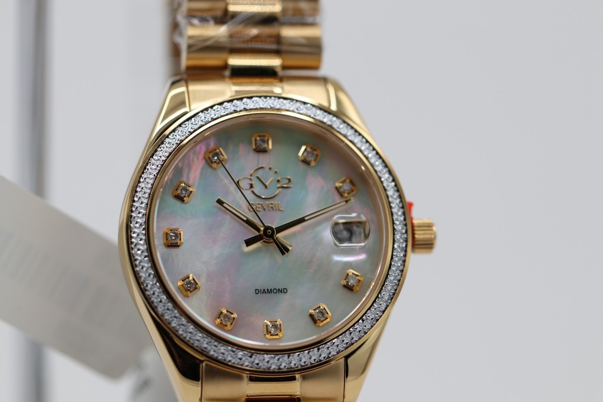 GV2 by Gevril Womens 12422B Turin Diamond MOP Dial IPYG  display picture 2