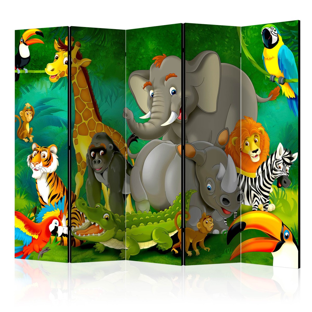 Paravent 5 volets Colourful Safari 172x225cm pour masquer le désordre et diviser une chambre