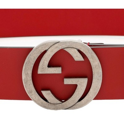 NWT Gucci Leather Belt Size 95/38 Red Tinted Buckle  display picture 1