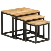 Satztisch Tisch Beistelltisch Couchtisch 3 Stk. Massivholz Mango Eisen Vidaxl