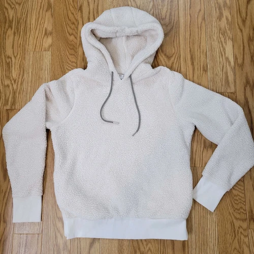 OFF WHITE Felpa con cappuccio Athleta donna piccola avorio Tugga Sherpa pullover felpa accogliente calda
