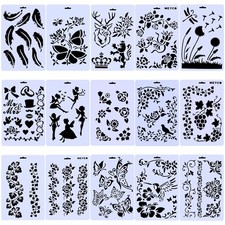 15 Pcs Flower Stencils for Painting, Butterfly Floral Stencils for Crafts Reusab