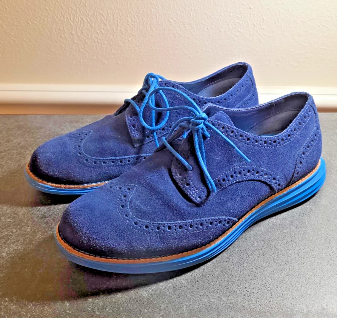 Cole Haan Lunar Grand Mens Oxfords 10 M Navy Blue Leather Business Casual Walk cole haan lunar products for sale | eBay main image 2