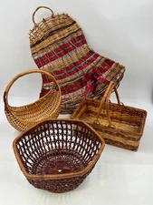 Vintage 4 pc. Wicker Collection - Christmas Bell & 3 Unique Baskets - Home Decor