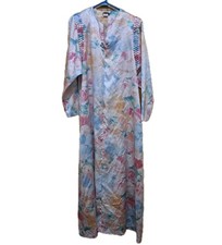 Rare VTG. Barbizon At Home Floral Floorlength Dressing Nightgown W/ Soutache M/L