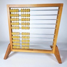 VTG Creative Playthings 10 Row 100 Bead Natural Wooden Large School Abacus 18"