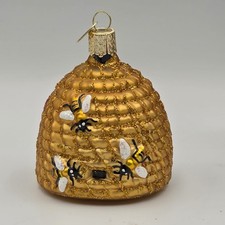 Old World Christmas Blown Glass Ornament Bee Skep With OWC Gift Box