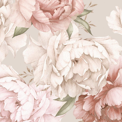 Elegant Pink and Cream Watercolor Floral Peel and Stick Wallpaper Mural