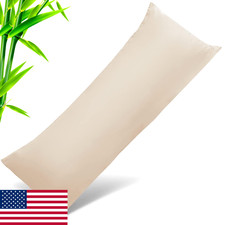 Bamboo Rayon Body Pillow Case Cover Zipper Cooling Breathable 20x54 Khaki