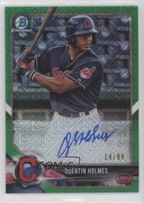 2018 Bowman Mega Box Chrome Mojo Refractor Green 14/99 Quentin Holmes Auto 0h5f