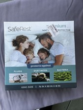 SafeRest Premium King Mattress Protector White Waterproof Hypoallergenic Bed Bug