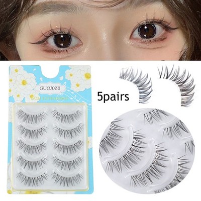 Natural False Eyelashes Set 5 Pairs 3D Effect Matte Finish Comfortable Wear