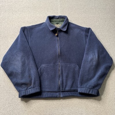 Eddie Bauer Jacket Mens Medium Blue Fleece Pockets Full Zip Chin Strap Outdoors