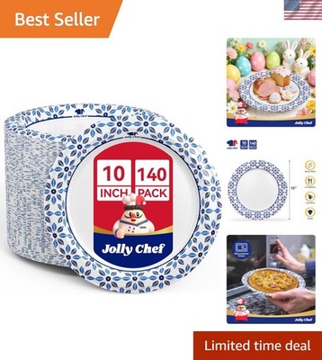 10 inch Disposable Paper Plates 140 Count, Soak Proof, Cut Proof, Heavy Duty ...