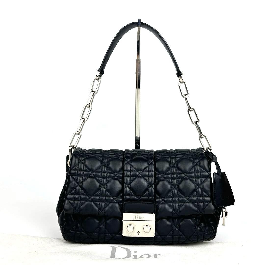 Vintage Christian Dior Black Lambskin Quilted Chain Shoulder Bag Authentic Rare
