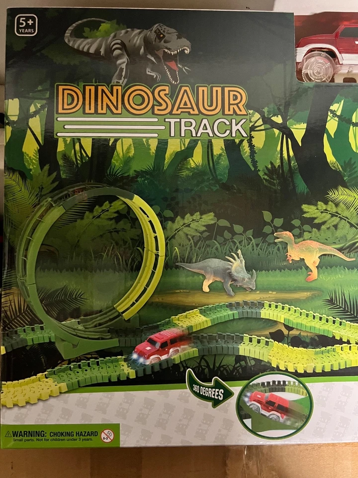 252-Piece Dinosaur World Track Set � Flexible Road Tracks & 2 Dino Cars, Age 3-6 - Image 2 of 4